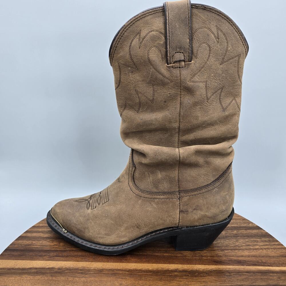 Durango Boots Womens 7 M Tan Leather 11" Slouch Western Rodeo Cowboy Pull On - Picture 4 of 7